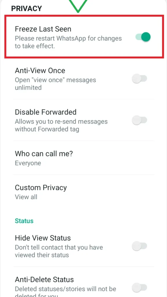 FM WhatsApp Freeze Last Seen